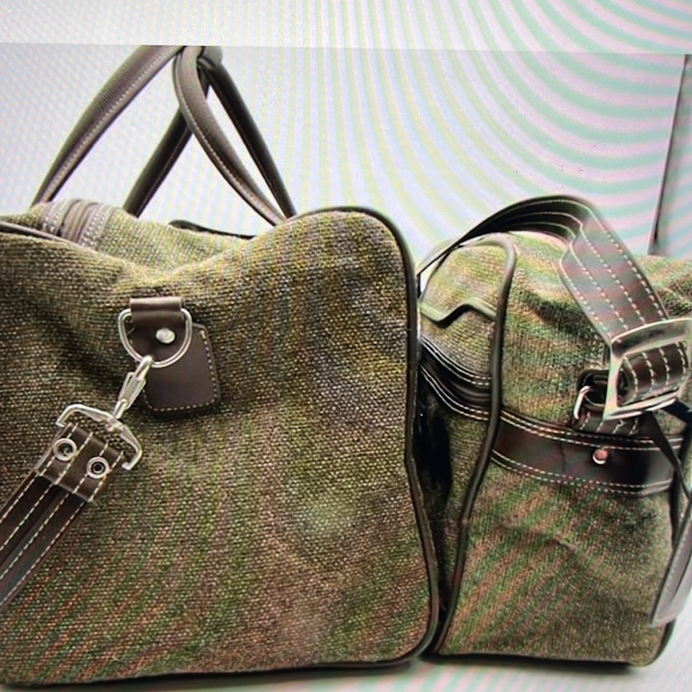 Vintage Jordache olive tweed duffle/mini duffle luggage set - Picture 6 of 6